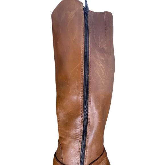 Born Ellendale knee-high Boots Size 7 Cognac Tan Leather Block Heel Chic New - Picture 12 of 15